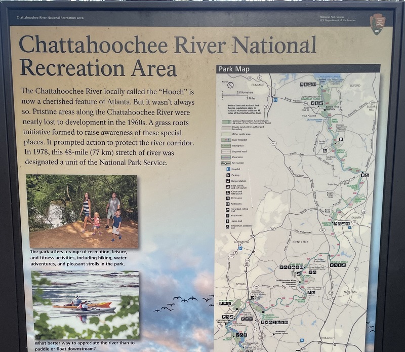 image of a map of the Chattahoochee River trail near Marietta GA